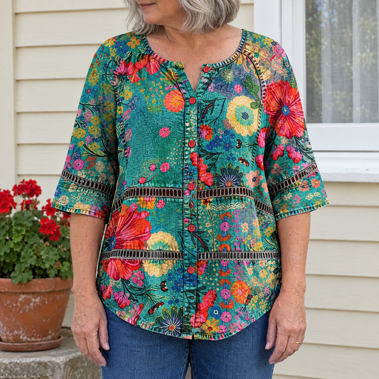 Marjory | Vintage Floral Print Blouse
