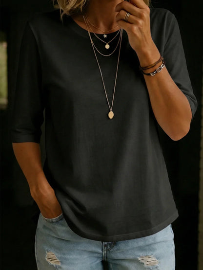 Esme™ | Relaxed Elbow-Sleeve Cotton Tee