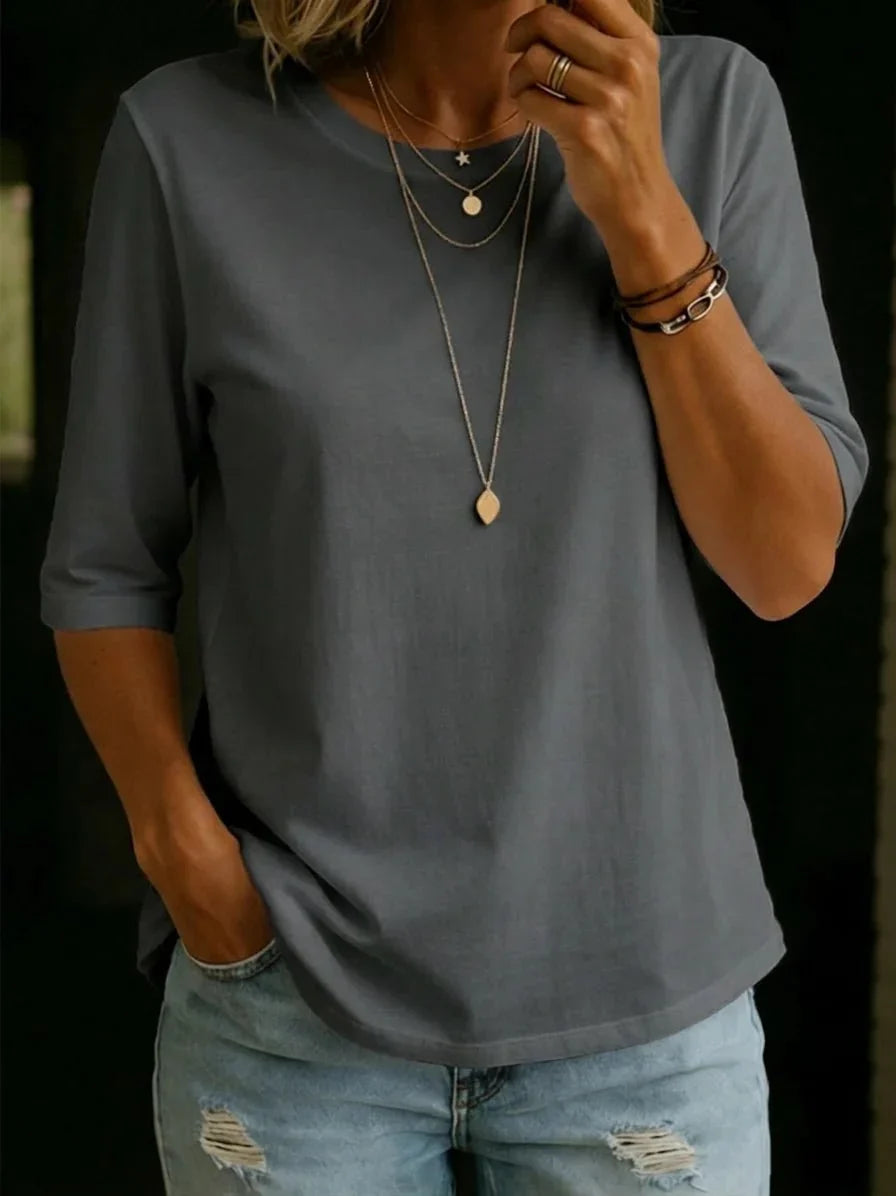 Esme™ | Relaxed Elbow-Sleeve Cotton Tee