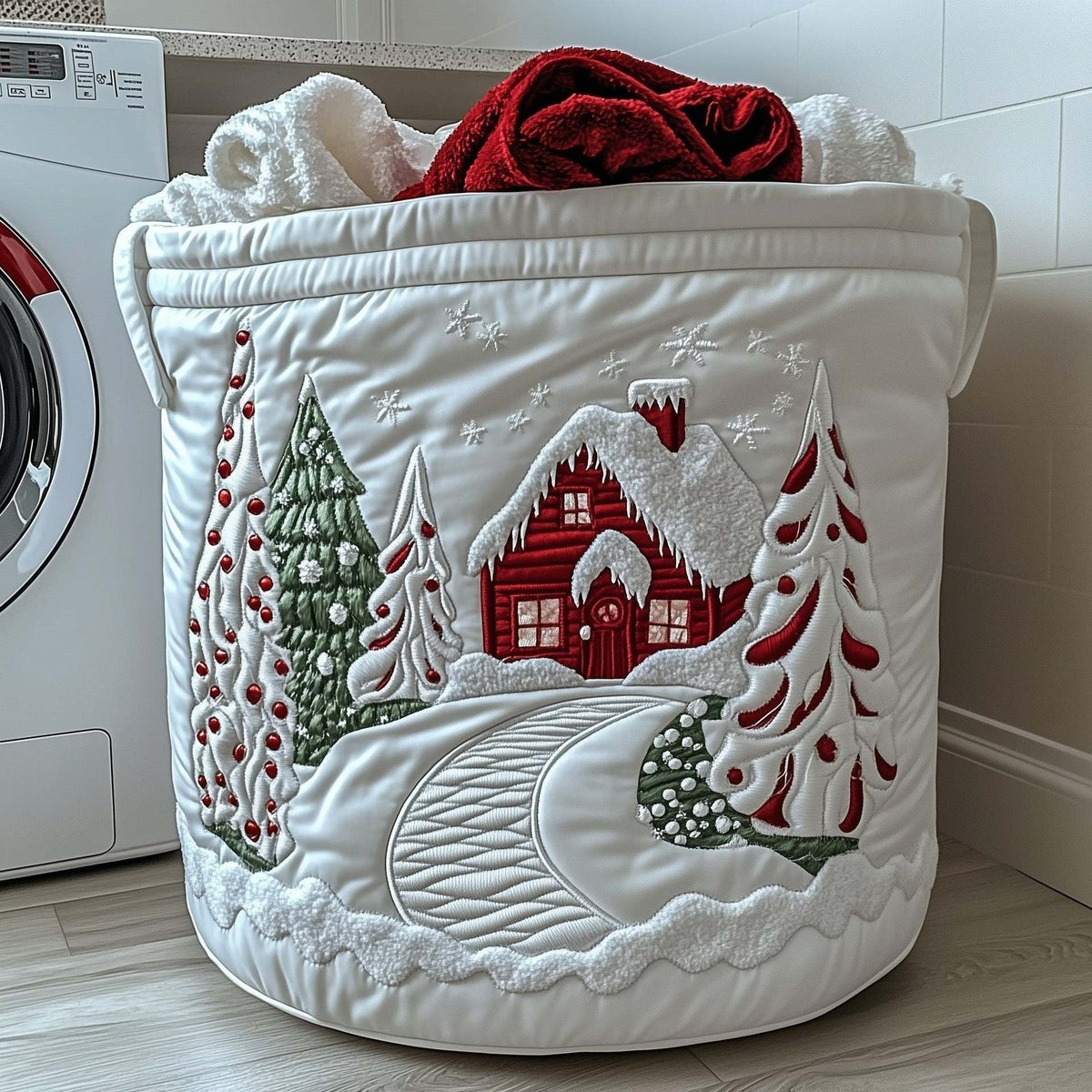 Lolly | Snowy Candy Cane Lane Laundry Basket